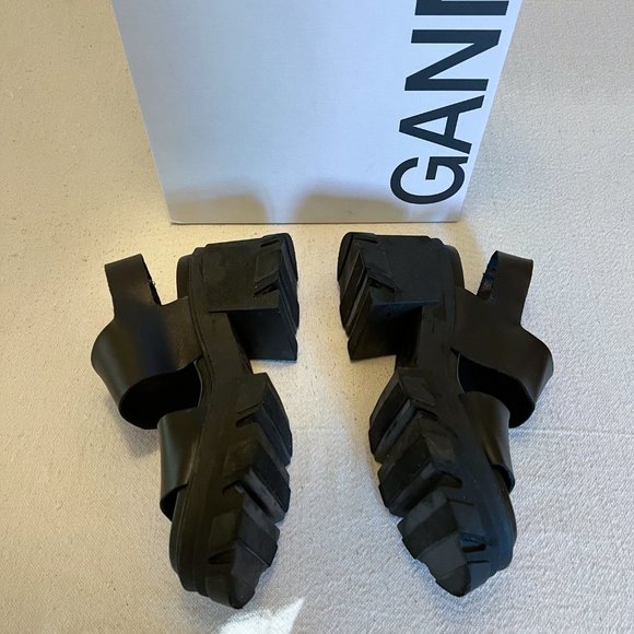 Ganni Cleated High Heel Sandal, Black, Size 9 - Picture 8 of 17